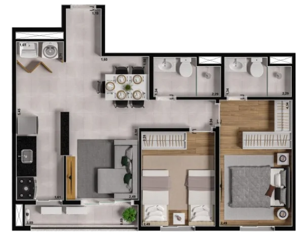 Planta 63,78m² Moove