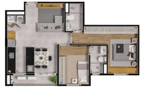 Planta 65,95m² Moove