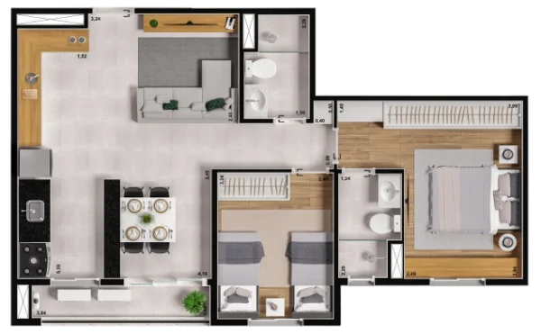 Planta 67m² Moove